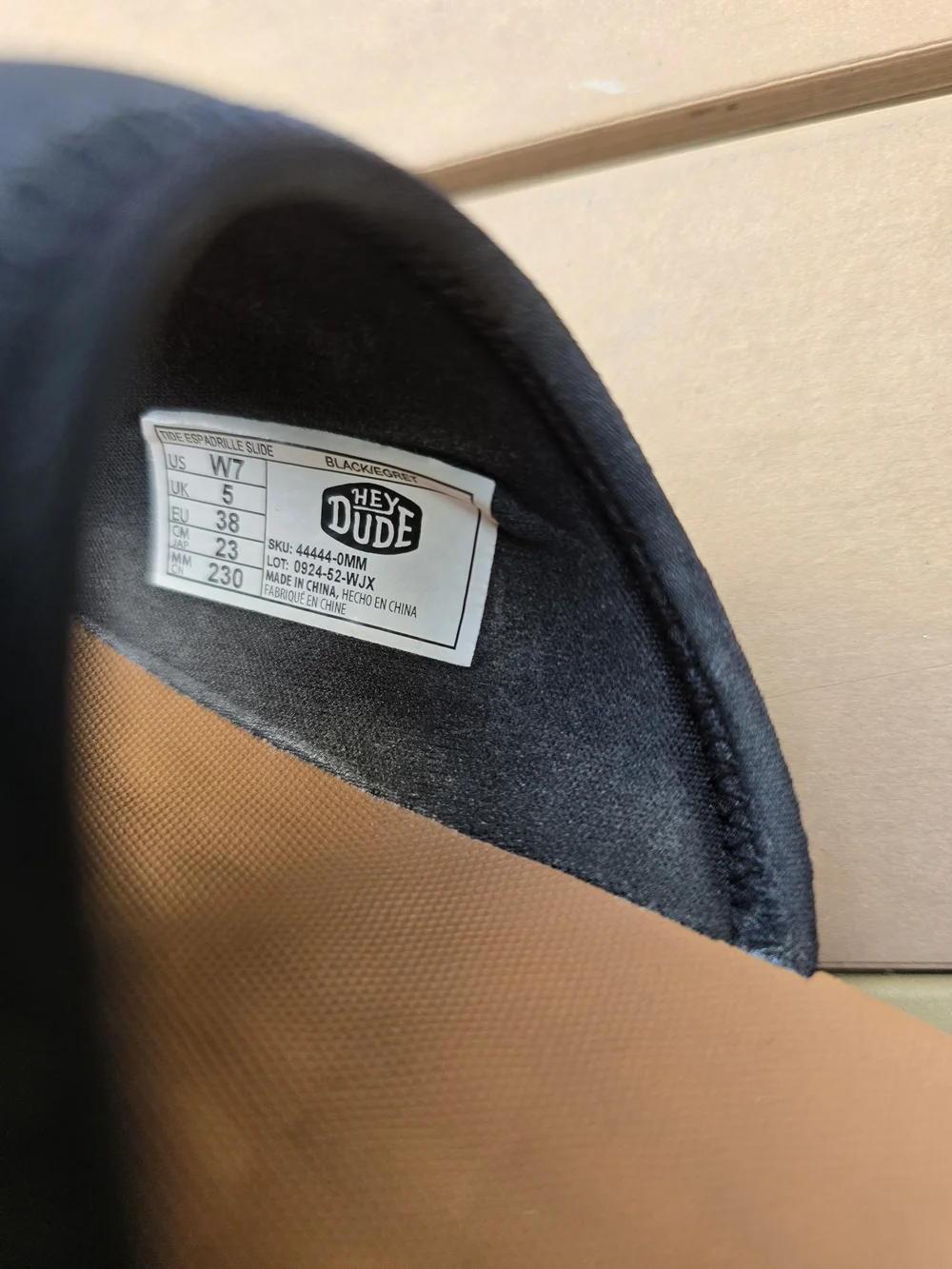 HEYDUDE Tide Espadrille Slide Sandals Black Size 7W